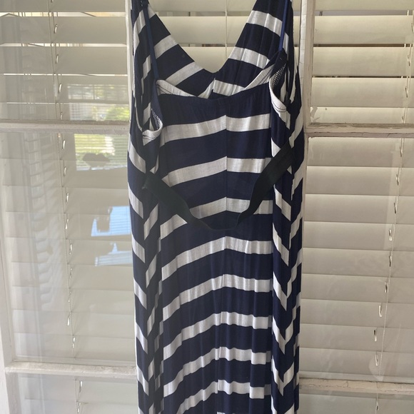 Blue and white cotton pink dress maxi dress size large also fits media - Picture 3 of 4